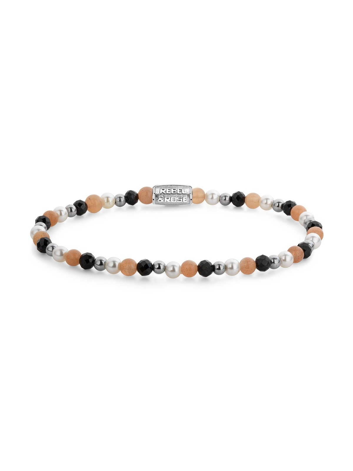 bracciale donna Rebel & Rose RR-40161-S-S Bracelet Black Glam Rocks Party Silver