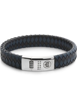 bracciale uomo Rebel & Rose RR-L0177-S-L Bracelet Braided Flat 925 Black & Blue