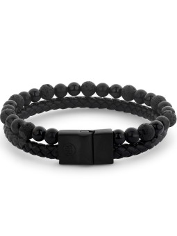 bracciale uomo Rebel & Rose RR-M0057-B-L+ Bracelet Full Metal Combo 12mm Black Rocks