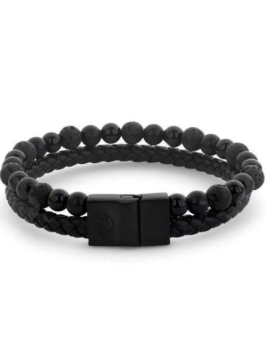 bracciale uomo Rebel & Rose RR-M0057-B-L+ Bracelet Full Metal Combo 12mm Black Rocks