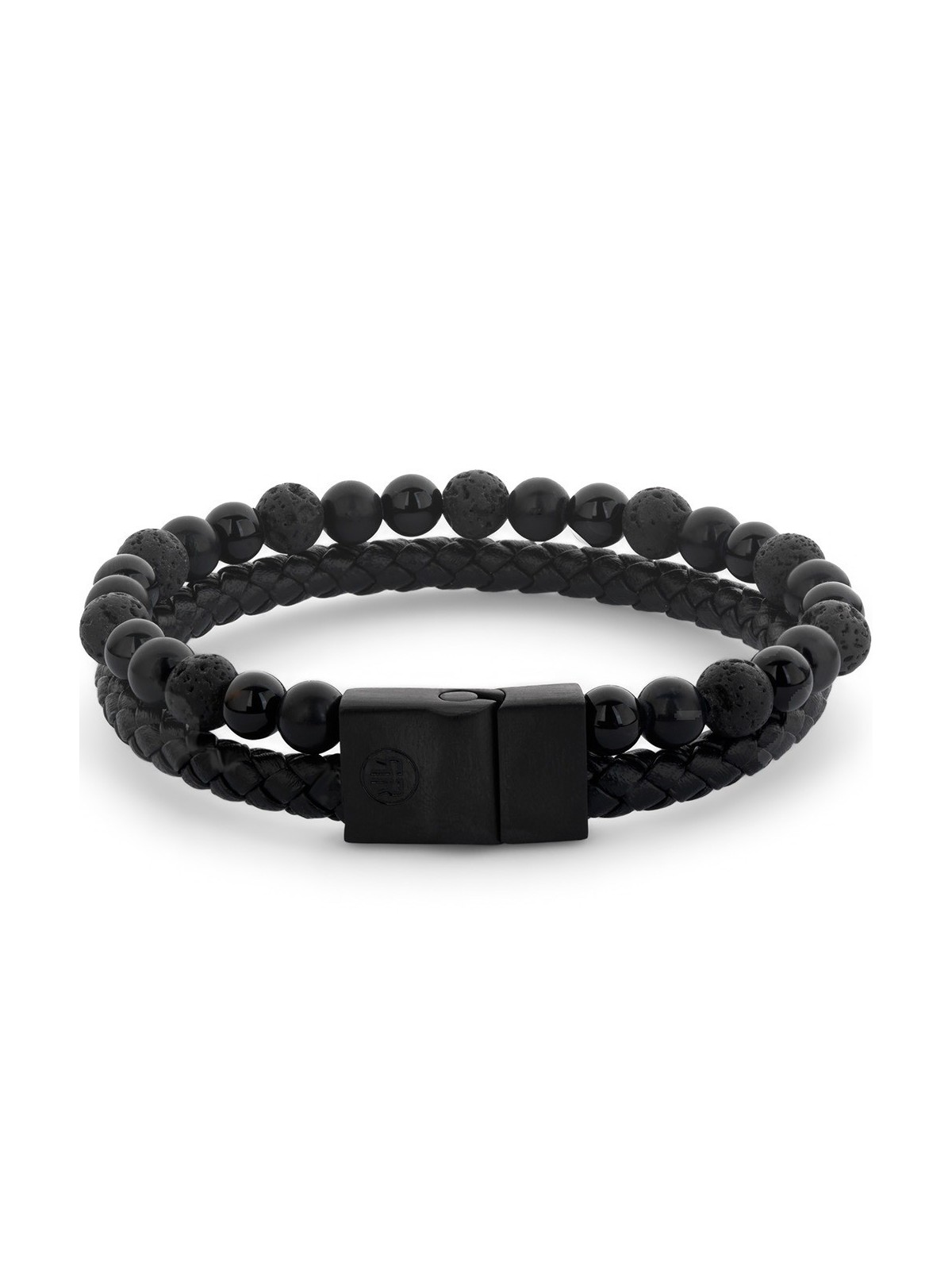 bracciale uomo Rebel & Rose RR-M0057-B-L+ Bracelet Full Metal Combo 12mm Black Rocks