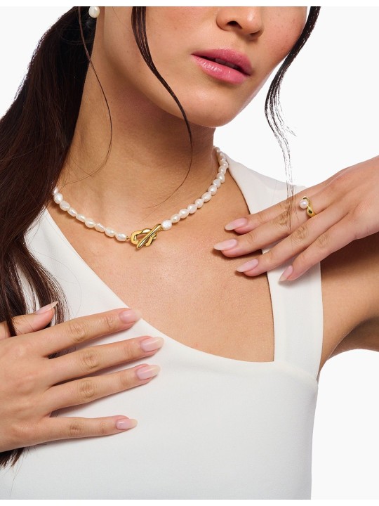 collana donna Thomas Sabo KE2320-430-14-L45 Pearl Necklace Natural Beauty Gold-Plated Ladies