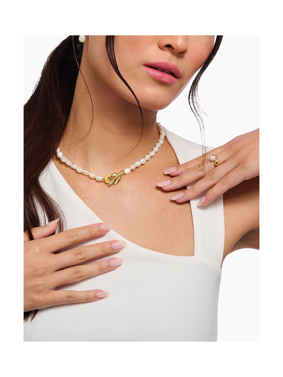 collana donna Thomas Sabo KE2320-430-14-L45 Pearl Necklace Natural Beauty Gold-Plated Ladies