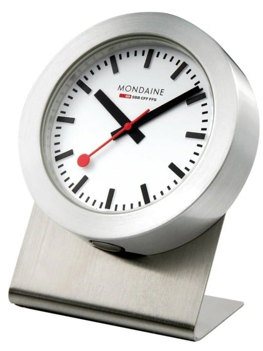 sveglia Mondaine A660.30318.81SBB mmagnetic silver wall clock, table clock, kitchen clock 50 mm
