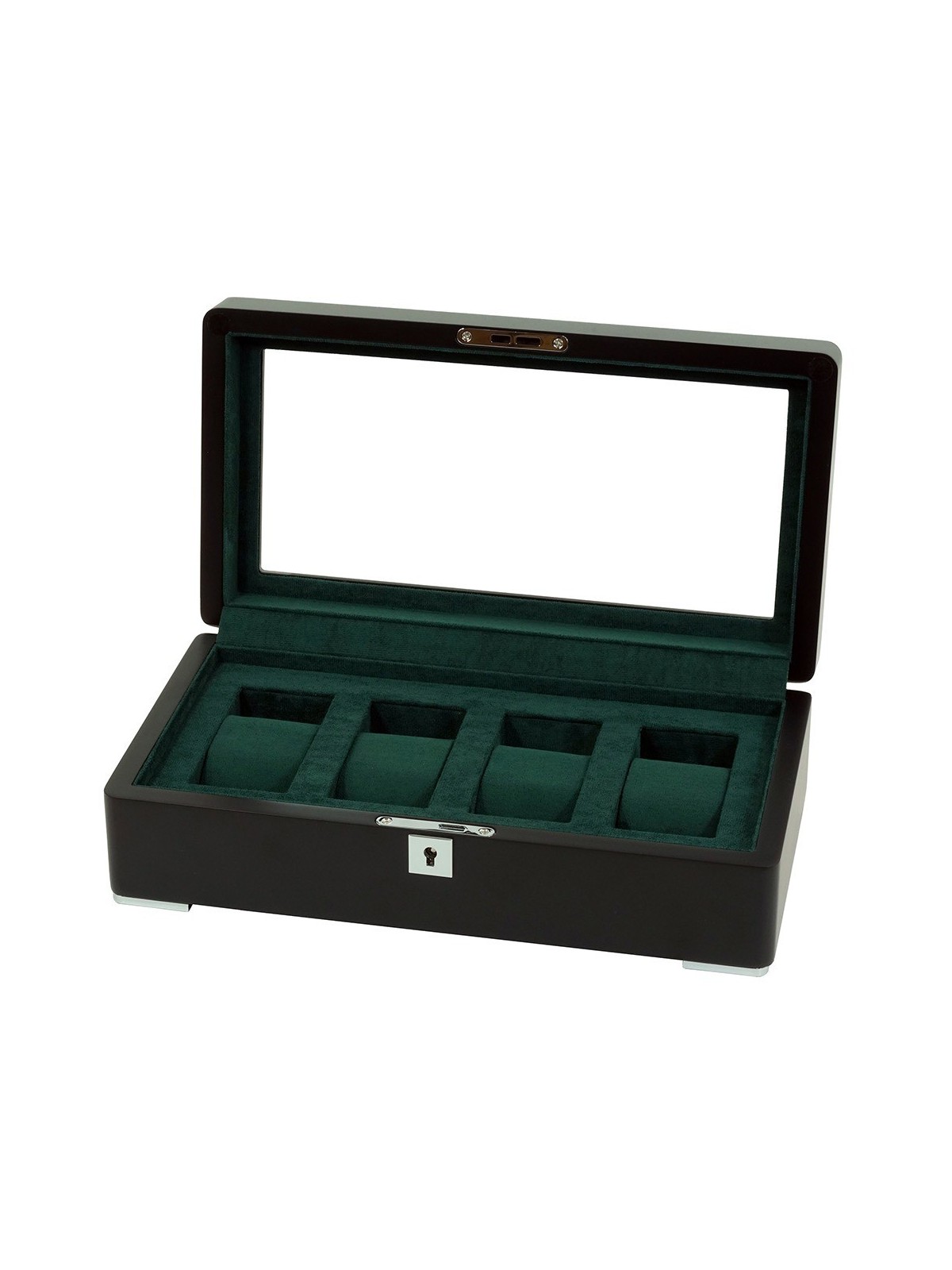scatola orologio Rothenschild RS-3420-4-BL-GRE Watch Box Black [4] with green velvet