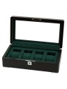 scatola orologio Rothenschild RS-3420-4-BL-GRE Watch Box Black [4] with green velvet