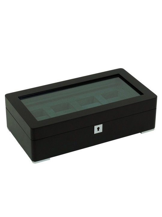 scatola orologio Rothenschild RS-3420-4-BL-GRE Watch Box Black [4] with green velvet