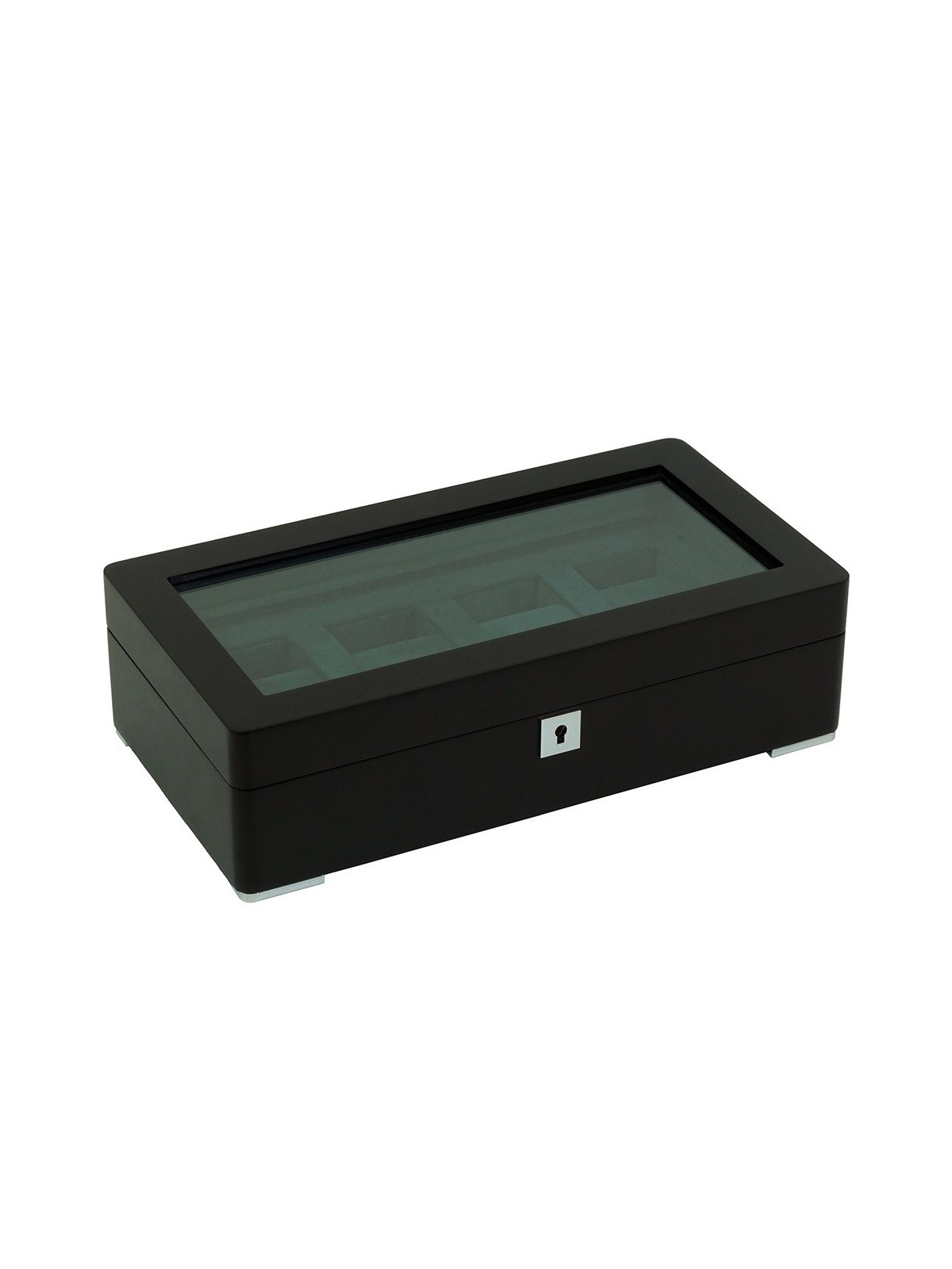 scatola orologio Rothenschild RS-3420-4-BL-GRE Watch Box Black [4] with green velvet