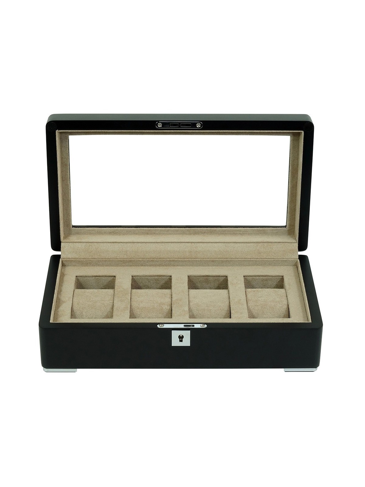 scatola orologio Rothenschild RS-3420-4-BL-TAN Watch Box Black [4] with beige velvet