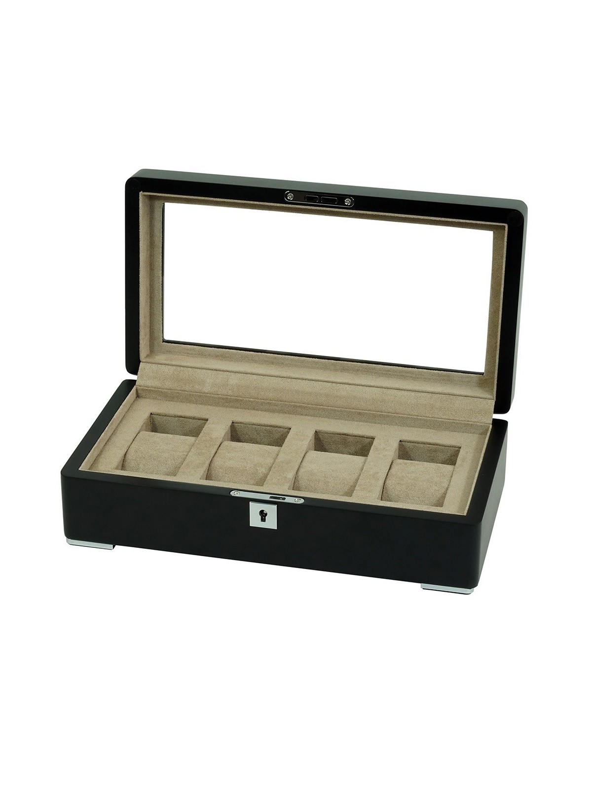 scatola orologio Rothenschild RS-3420-4-BL-TAN Watch Box Black [4] with beige velvet