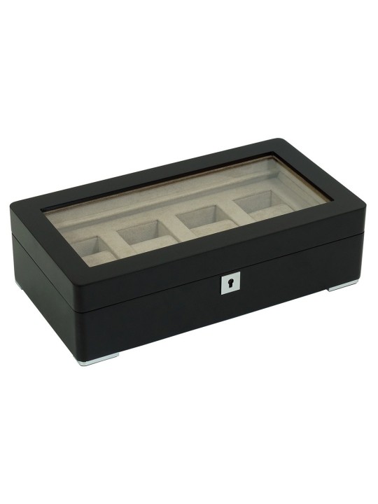 scatola orologio Rothenschild RS-3420-4-BL-TAN Watch Box Black [4] with beige velvet