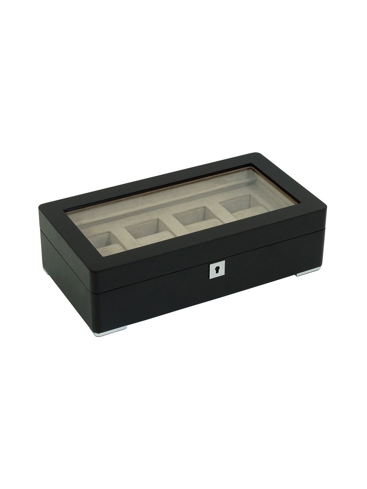 scatola orologio Rothenschild RS-3420-4-BL-TAN Watch Box Black [4] with beige velvet