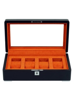 scatola orologio Rothenschild RS-3420-4-BL-ORA Watch Box Black [4] with orange velvet