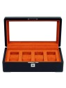 scatola orologio Rothenschild RS-3420-4-BL-ORA Watch Box Black [4] with orange velvet