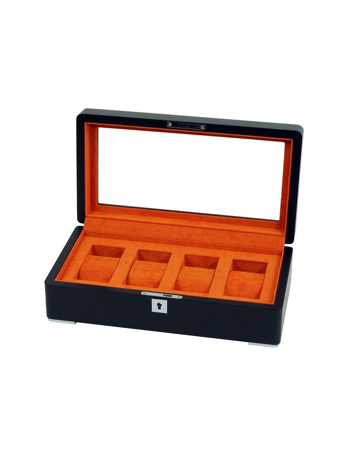 scatola orologio Rothenschild RS-3420-4-BL-ORA Watch Box Black [4] with orange velvet