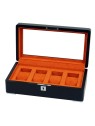 scatola orologio Rothenschild RS-3420-4-BL-ORA Watch Box Black [4] with orange velvet