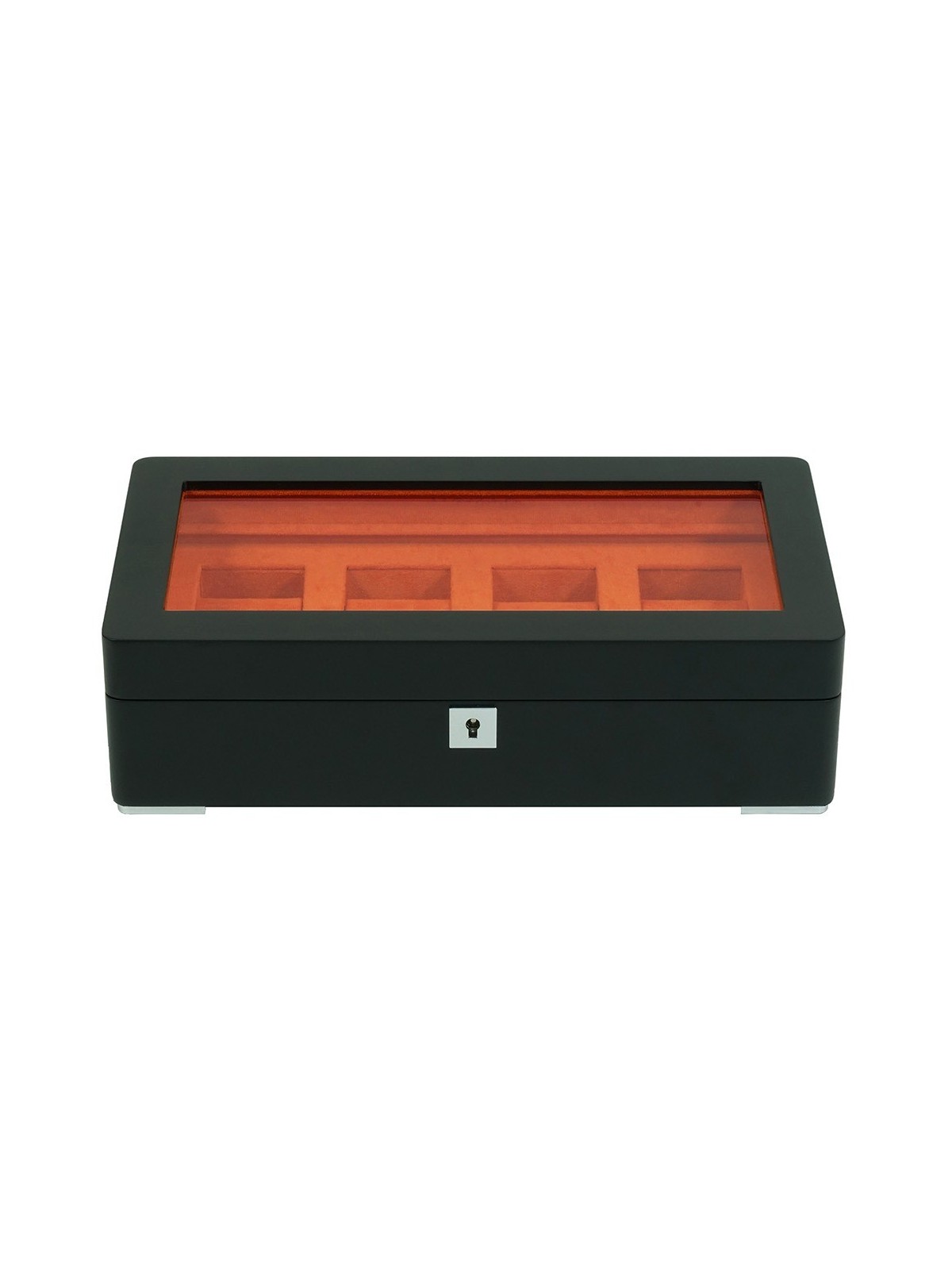 scatola orologio Rothenschild RS-3420-4-BL-ORA Watch Box Black [4] with orange velvet