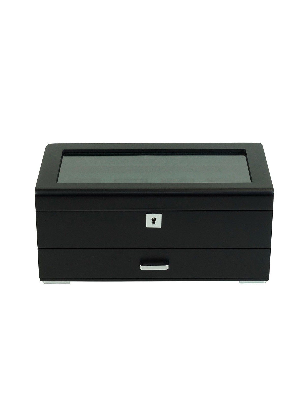 scatola orologio Rothenschild RS-3421-4-BL-CHA Watch Box Black [4] with grey velvet + Drawer