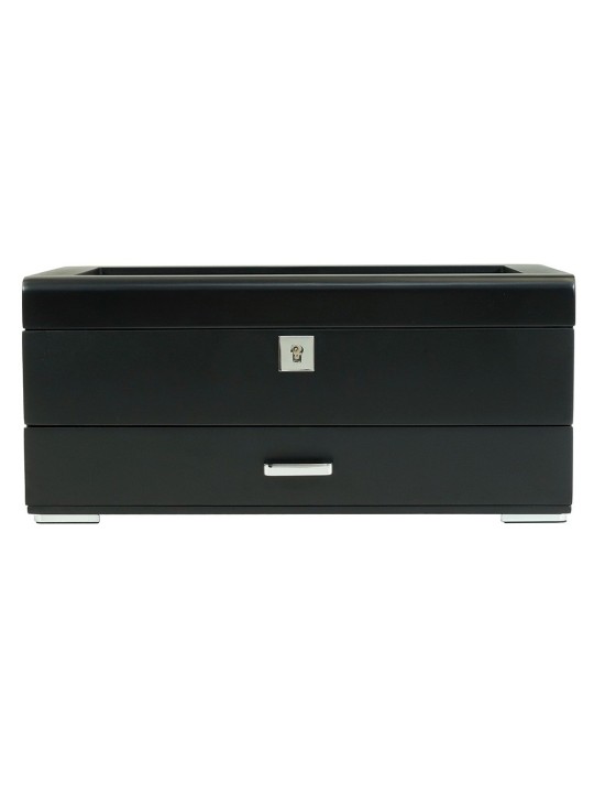 scatola orologio Rothenschild RS-3421-4-BL-CHA Watch Box Black [4] with grey velvet + Drawer