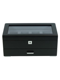 scatola orologio Rothenschild RS-3421-4-BL-CHA Watch Box Black [4] with grey velvet + Drawer