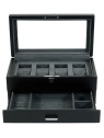 scatola orologio Rothenschild RS-3421-4-BL-CHA Watch Box Black [4] with grey velvet + Drawer