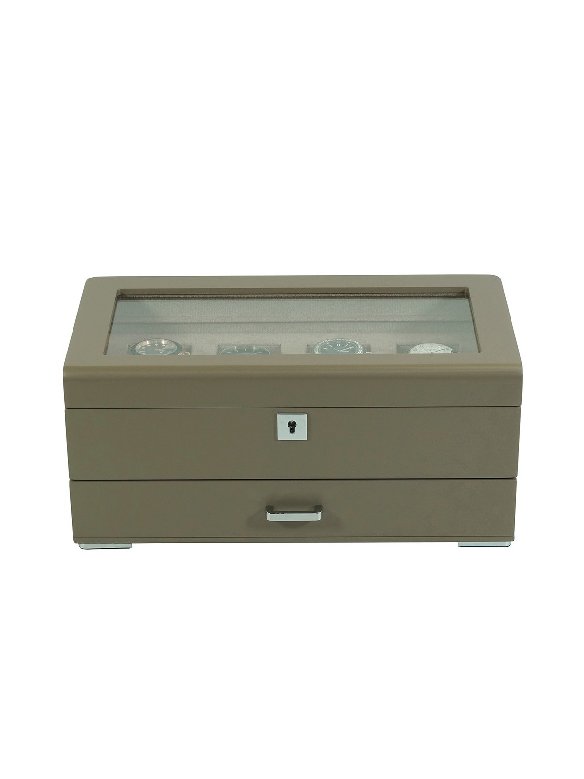 scatola orologio Rothenschild RS-3421-4-TA-TAN Watch Box Brown [4] with beige velvet + Drawer