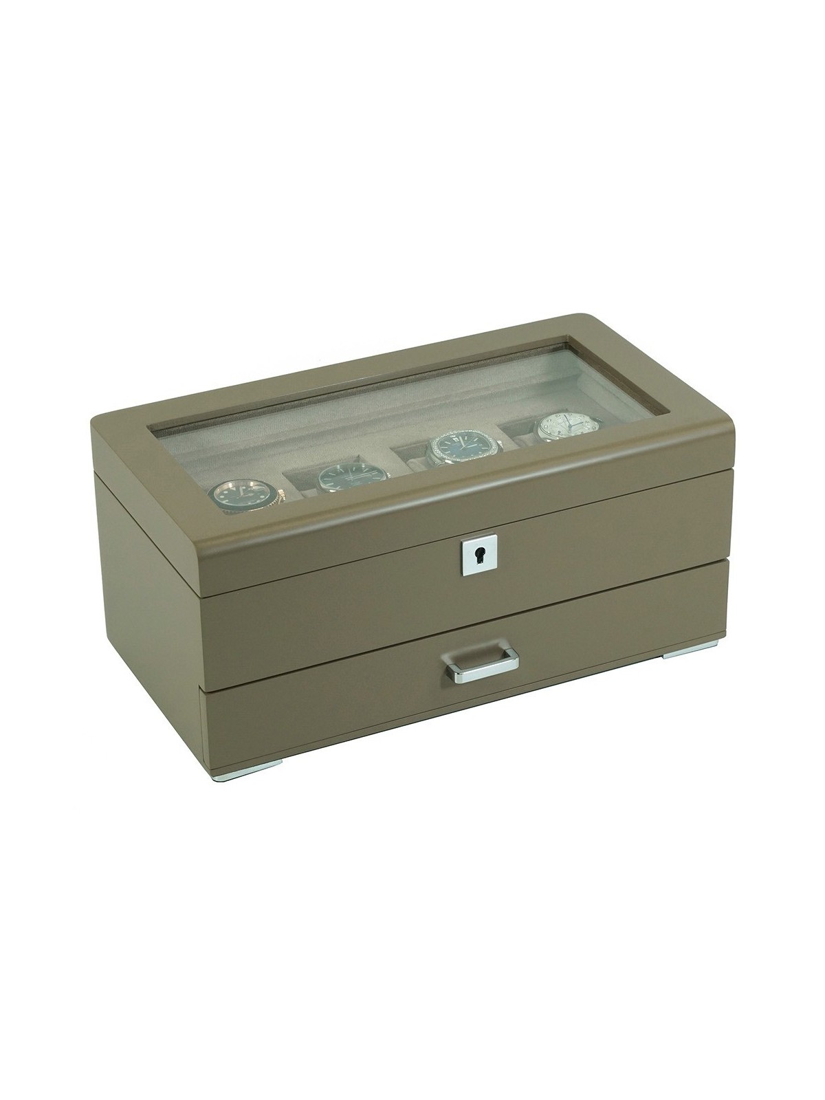 scatola orologio Rothenschild RS-3421-4-TA-TAN Watch Box Brown [4] with beige velvet + Drawer
