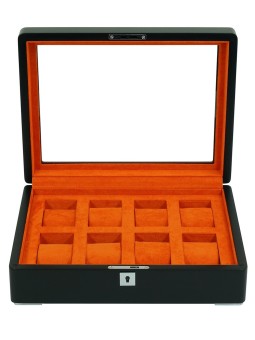 scatola orologio Rothenschild RS-3420-8-BL-ORA Watch Box Black [8] with orange velvet
