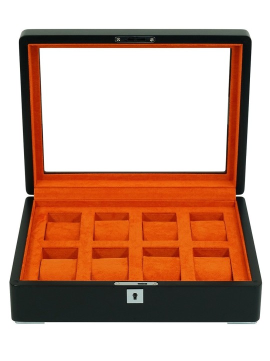 scatola orologio Rothenschild RS-3420-8-BL-ORA Watch Box Black [8] with orange velvet
