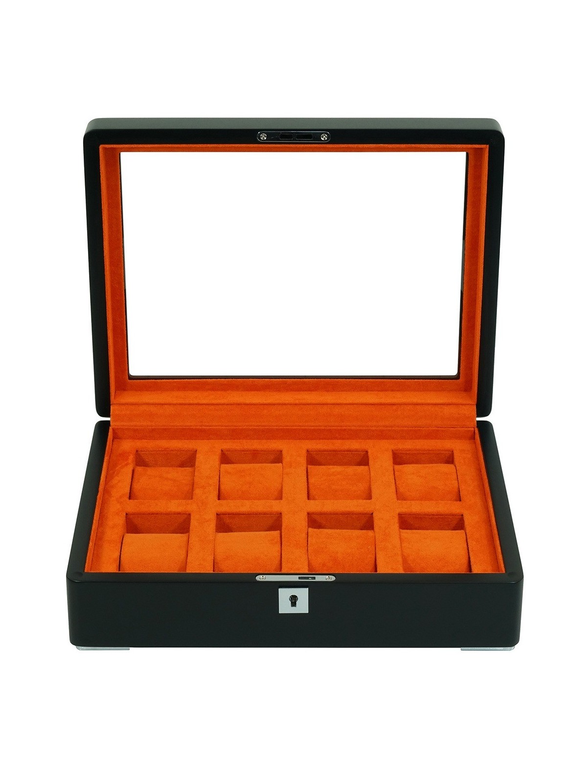 scatola orologio Rothenschild RS-3420-8-BL-ORA Watch Box Black [8] with orange velvet