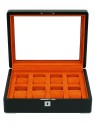 scatola orologio Rothenschild RS-3420-8-BL-ORA Watch Box Black [8] with orange velvet