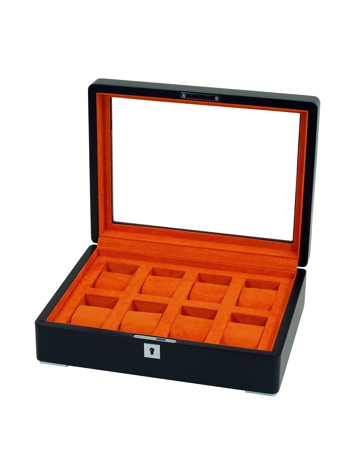 scatola orologio Rothenschild RS-3420-8-BL-ORA Watch Box Black [8] with orange velvet