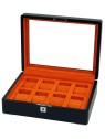 scatola orologio Rothenschild RS-3420-8-BL-ORA Watch Box Black [8] with orange velvet
