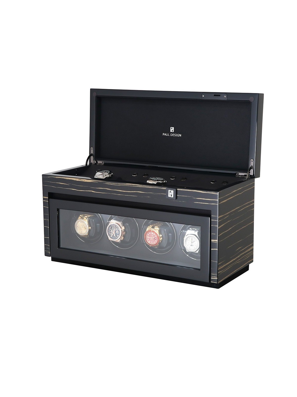 avvolgitore orologio Paul Design Watch Winder Gentlemen 4+6 Black Shadow 20056