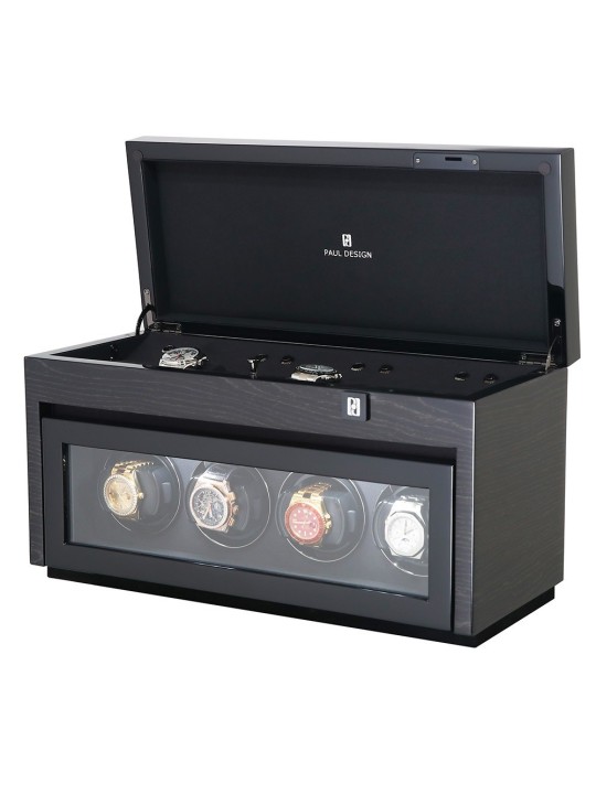 avvolgitore orologio Paul Design Watch Winder Gentlemen 4+6 Black Apricot 20055