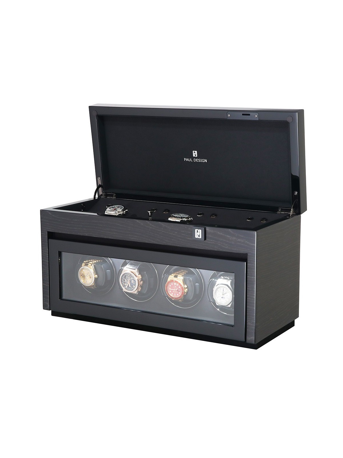 avvolgitore orologio Paul Design Watch Winder Gentlemen 4+6 Black Apricot 20055