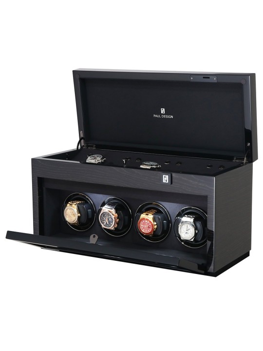 avvolgitore orologio Paul Design Watch Winder Gentlemen 4+6 Black Apricot 20055