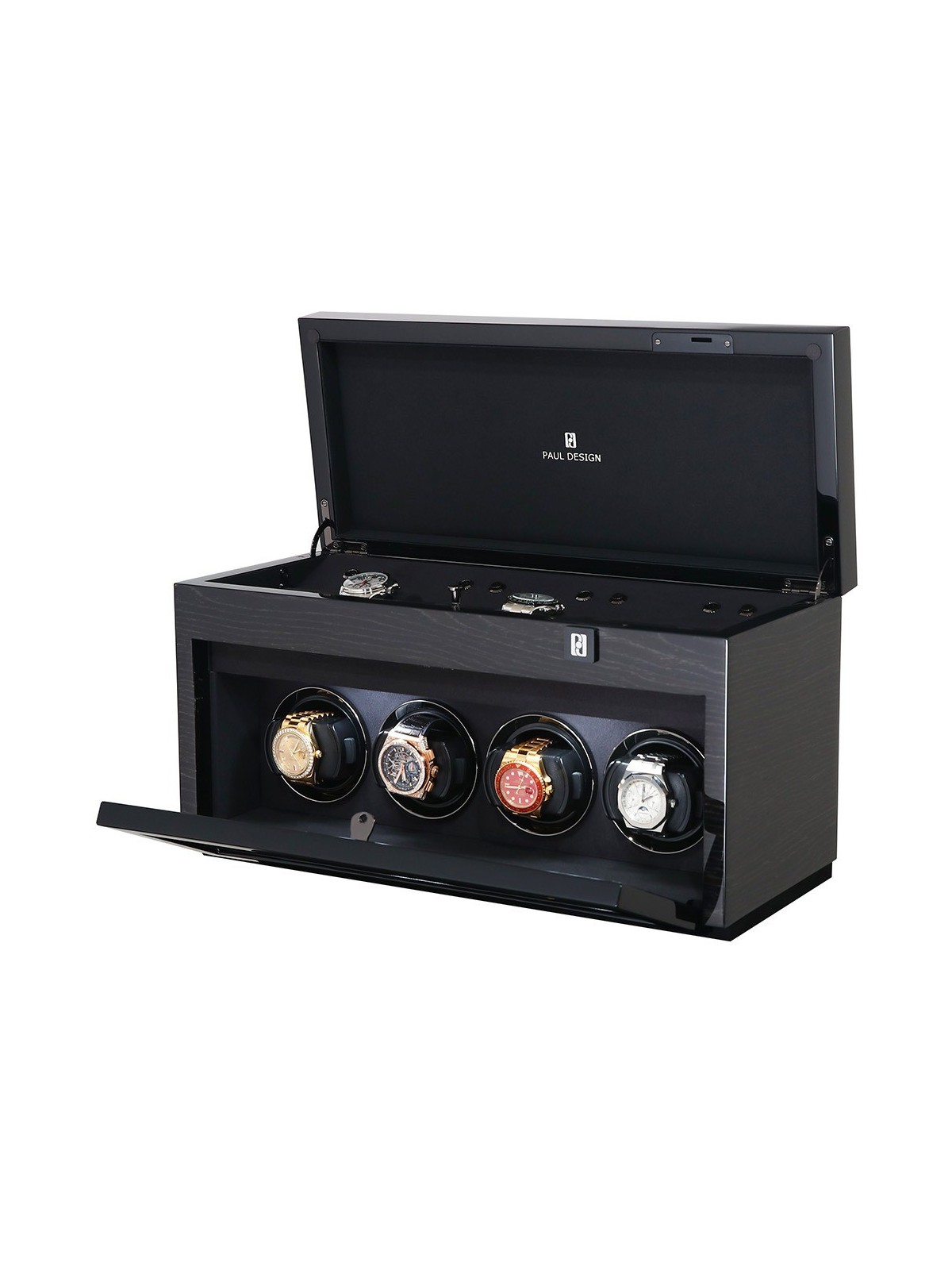 avvolgitore orologio Paul Design Watch Winder Gentlemen 4+6 Black Apricot 20055