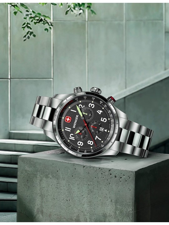 orologio uomo Wenger 01.0543.111 Mens Watch Terragraph Chrono 43mm 10ATM