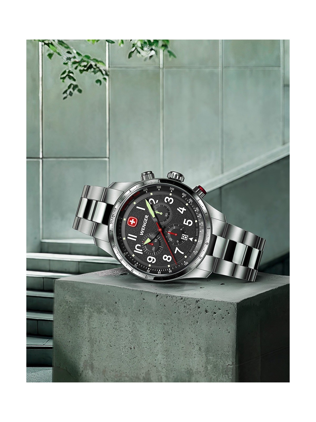 orologio uomo Wenger 01.0543.111 Mens Watch Terragraph Chrono 43mm 10ATM