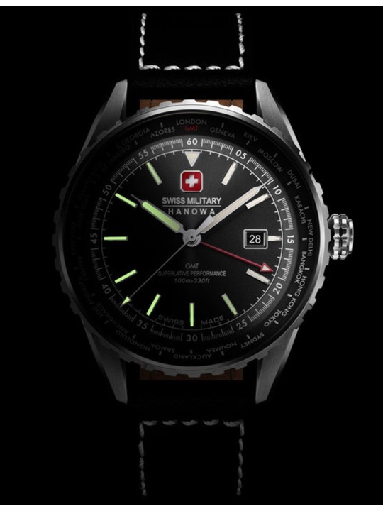orologio uomo Swiss Military Hanowa SMWGB0003201 Mens Watch Afterburn GMT 44mm 10ATM