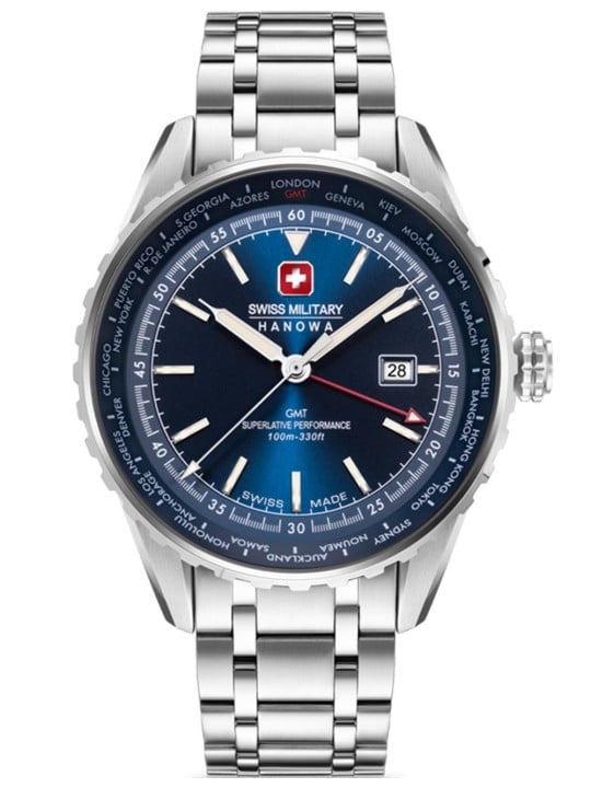 orologio uomo Swiss Military Hanowa SMWGH0003204 Mens Watch Afterburn GMT 44mm 10ATM