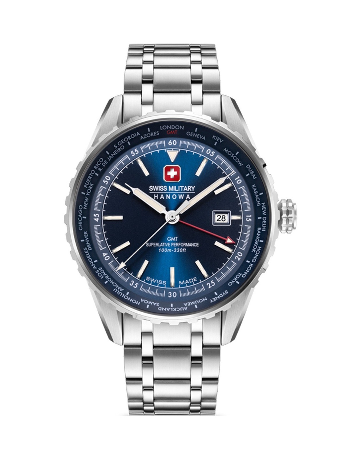 orologio uomo Swiss Military Hanowa SMWGH0003204 Mens Watch Afterburn GMT 44mm 10ATM