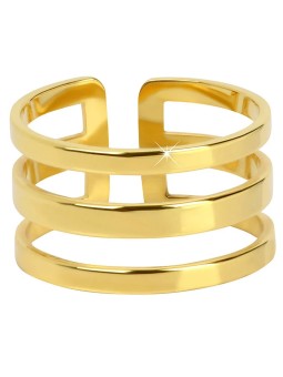 Troli Elegante anello triplo in acciaio placcato oro da donna