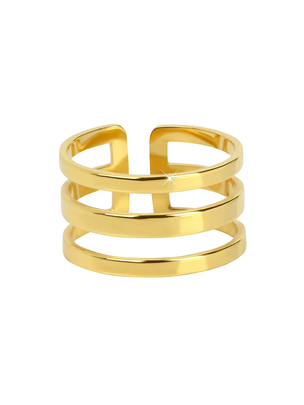 Troli Elegante anello triplo in acciaio placcato oro da donna
