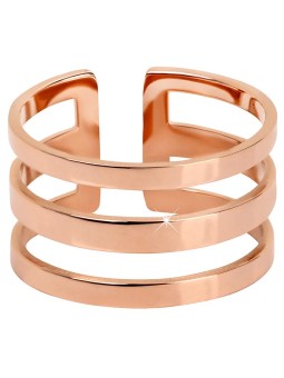 Troli Elegante anello triplo in acciaio placcato oro rosa donna