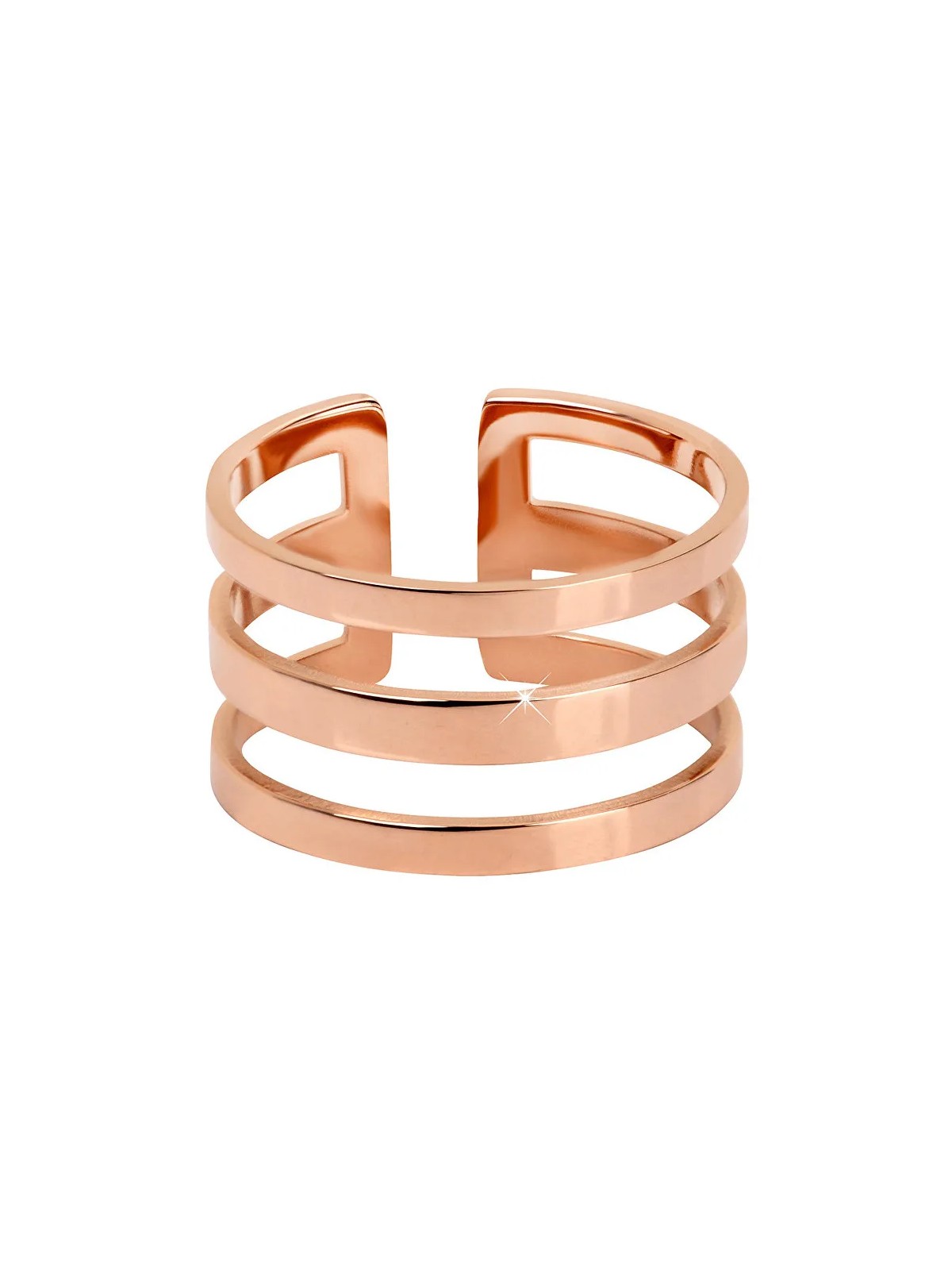 Troli Elegante anello triplo in acciaio placcato oro rosa donna