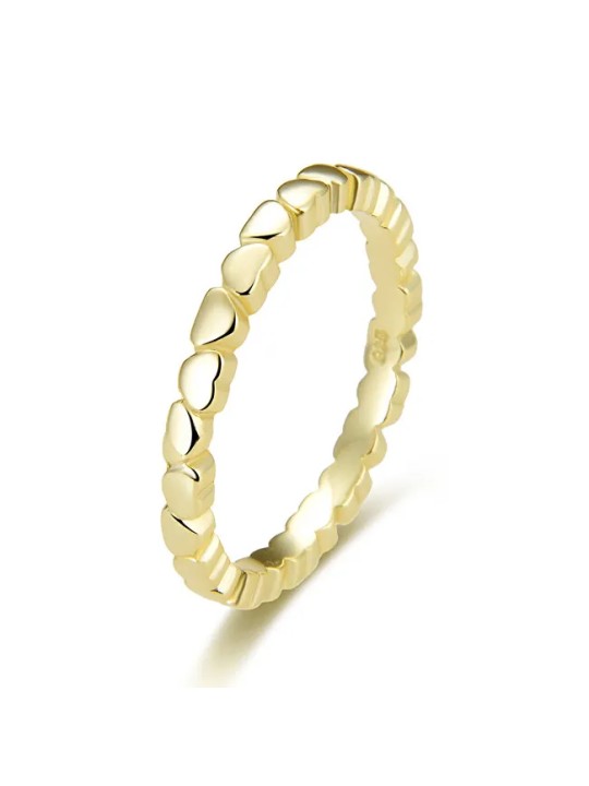 Benet Anello in argento placcato oro con cuori AGG344-GOLD - Diametro: 60 mm donna