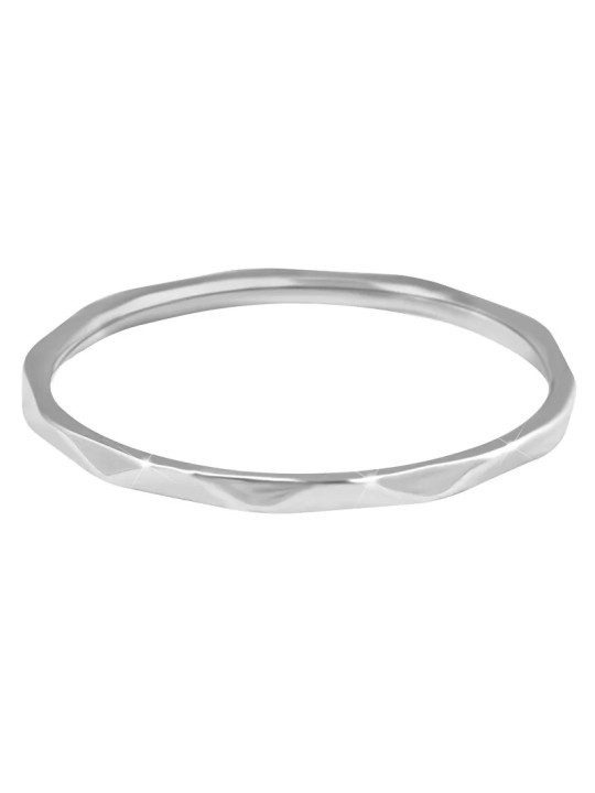 Troli Anello minimalista in acciaio con un raffinato motivo argentato - Diametro: 62 mm donna
