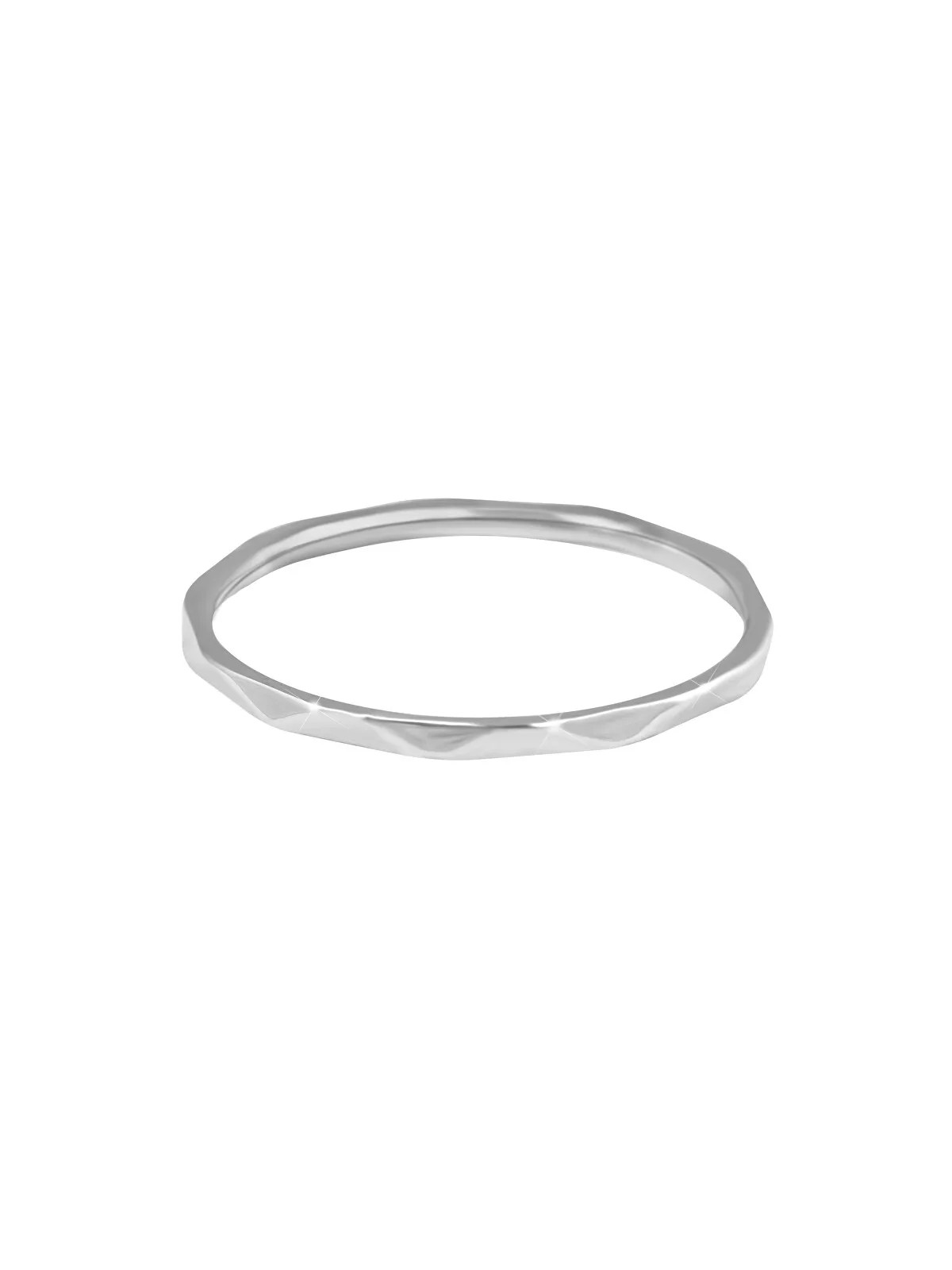 Troli Anello minimalista in acciaio con un raffinato motivo argentato - Diametro: 62 mm donna